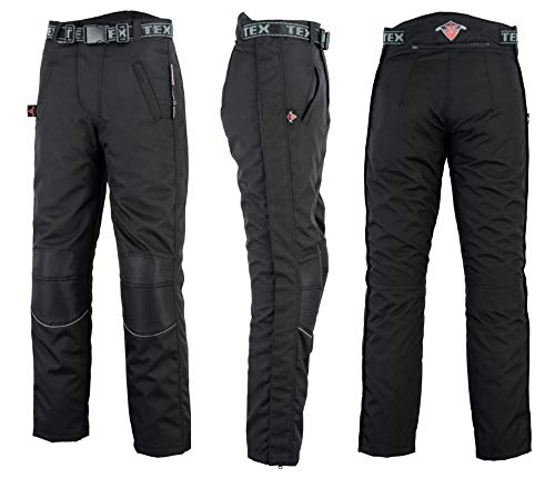 Texpeed - Regenhose für Motorrad/Motorroller mit durchgehendem Reißverschluss am Bein - Wasserdicht - Schwarz