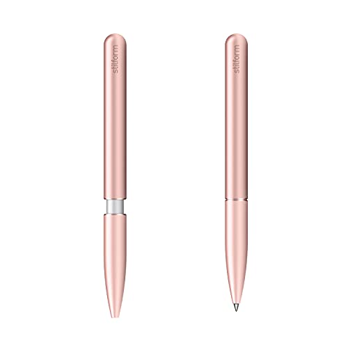 stilform 200032 Kugelschreiber aus Aluminium – patentierter Pen, verschiebbare Kappe mit Magnetmechanismus, Rose Moon