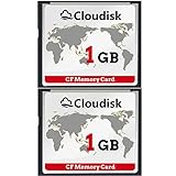 Cloudisk 2-Pack Compact Flash Card 1GB CF 2.0 Kartenleistung für DSLR Kamera, Vintage Digitalkamera und Industrie Ausrüstung (1GB CompactFlash)