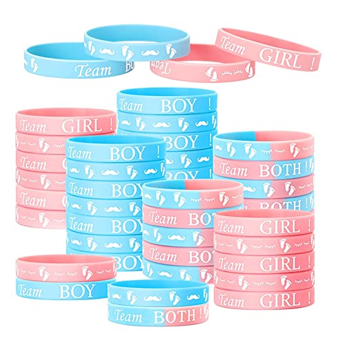 AIDIRui Gender Reveal Armbänder, Enthält Team Boy Armbänder und Team Girls Armbänder für Gender Reveal Party (40 Stück) B