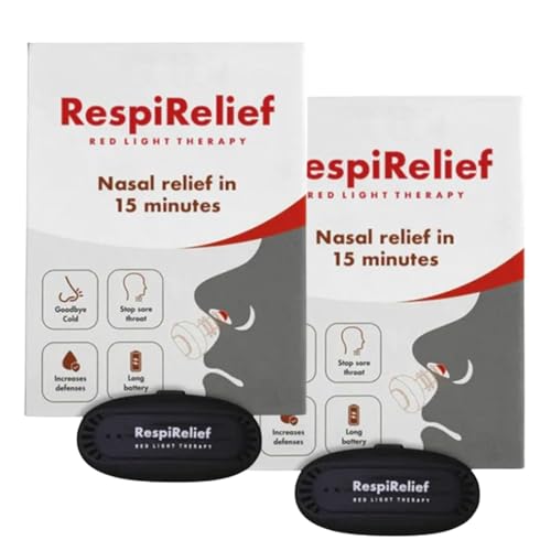 Respirelief Rotlicht Nasaltherapiegerät, Respirelief Rotlicht, Fivfivgo™ RespiRelief Rotlicht-Nasentherapiegerät, Physiotherapie-Nasenberuhigungsgerät (2 Pcs)