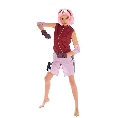 Chaks Naruto Damen Kostüm Sakura Haruno 6tlg rosa rot - S
