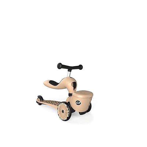 Scoot & Ride Unisex – Babys Highwaykick 1 Lifestyle Kickboard mit Sitz und Behälter… (Leopard)