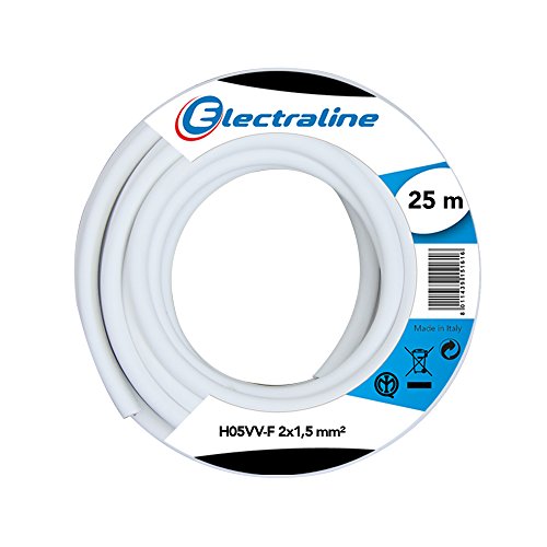 Electraline 20607038J, Kabel H05VV-F Abschnitt 2x1,5 mm², Länge 25 m, Weiß