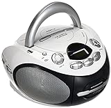 Majestic AH 2387R MP3 USB - Boom Box mit CD/MP3-Player, USB-Eingang, Kassettenrekorder, Kopfhöreranschluss, Weiß