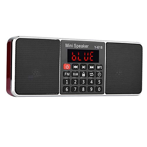 FM-Radio, 87,5-108 MHz Stereo-FM-Radio mit LED-Anzeige Freisprecheinrichtung Wiederaufladbarer Batterietransistor Radio PW Cut Memory MP3-Player Radio Rauschunterdrückung USB/TF/AUX Tragbares(红色)