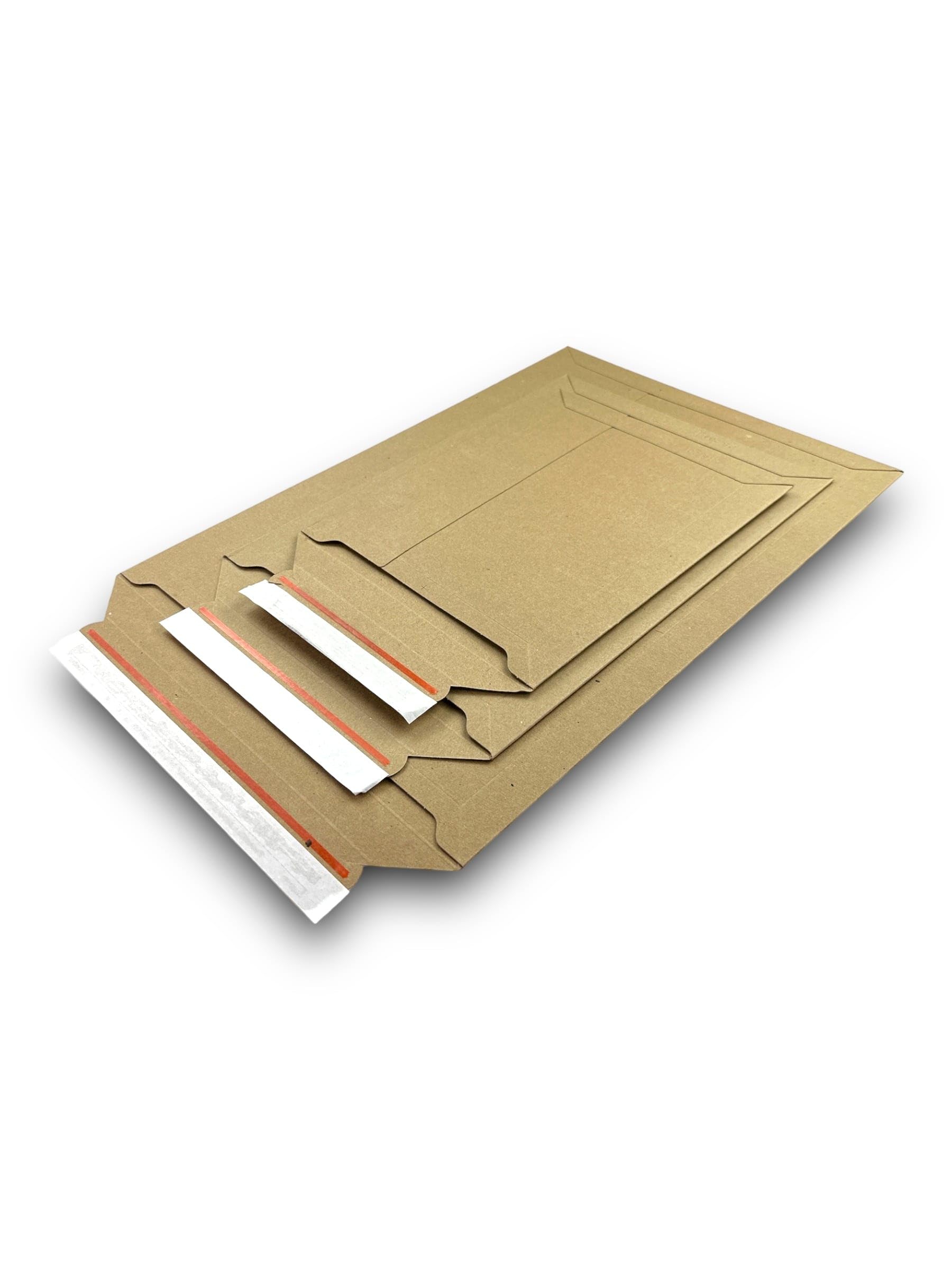 50 Stk. DIN A4 Versandtasche aus Pappe 250 x 353 mm selbstklebend - Papp-Kuverts B4 für Büchersendung, Klamotten, Dokumente, Warensendung, Umschlag Büwa Versandtaschen A4
