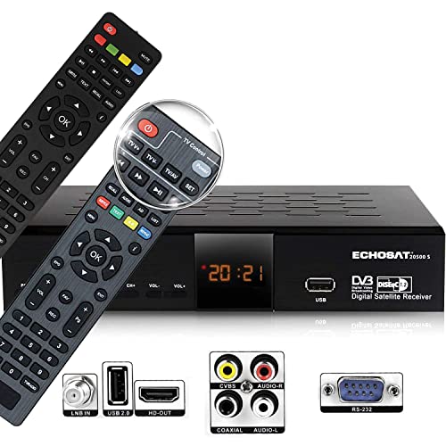 hd-line Echosat 20500 S Digitaler Satelliten HD Receiver (HDTV, DVB-S /DVB-S2, HDMI, AV, 2X USB 2.0, Full HD 1080p, Digital Audio Out) [Vorprogrammiert für Astra, Hotbird und Türksat]