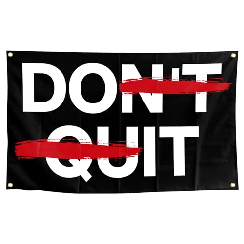 Banner "Don't Quit", motivierendes Zitat für Zuhause oder Büro, 90 x 152 cm, Schwarz und Weiß mit roter Schrift