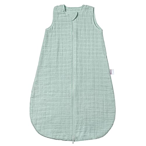 MAKIAN Sommerschlafsack Mull, ärmellos - leichter Baby Schlafsack ohne Ärmel für Sommer und Frühling, 100% Baumwolle, ÖkoTex Standard 100 - Mint - 90 cm