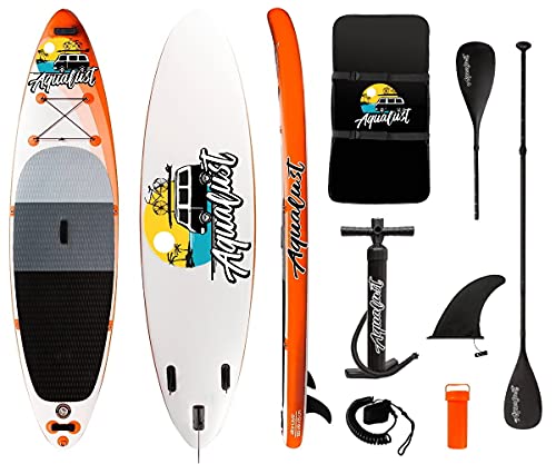 AQUALUST 10'6" SUP Board Stand Up Paddle Surf-Board aufblasbar Paddel Leash ISUP 320x81cm orange