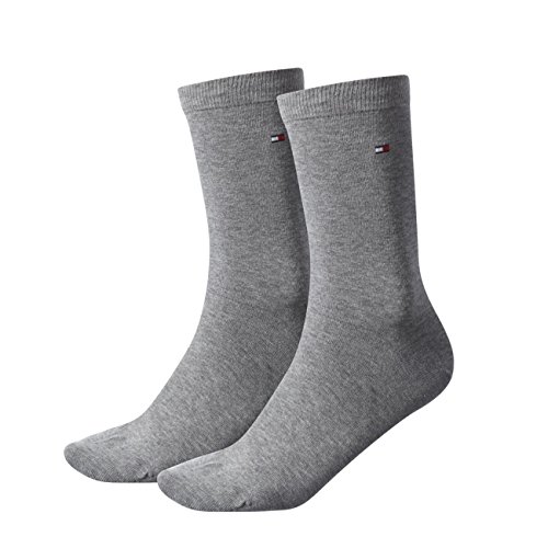 TOMMY HILFIGER Damen TH WOMEN CASUAL 2P Socken, Blickdicht, Grau (Middle Grey Melange 758), 35-38 (2er Pack)