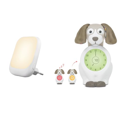 ZAZU Davy The Dog Clock & Automatisches Nachtlicht - Schlaf-Trainings-Uhr | Nachtlicht | Helfen Sie Ihrem Kind zu Lernen, wann es aufwachen soll | Einstellbare Helligkeit | Automatische Abschaltung