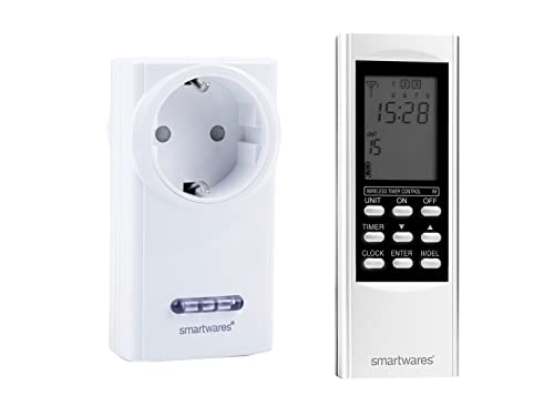 SmartHome Digitale Funk Zeitschaltuhr = Funk-Steckdose + Timer-Fernbedienung, für Leuchten und Geräte bis max. 3500W