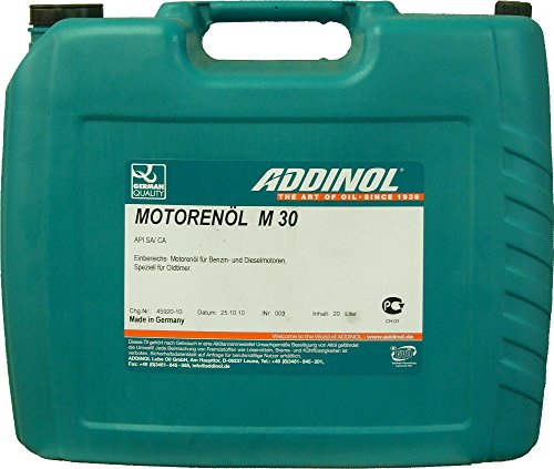 ADDINOL M30 OLDTIMER - MOTORENÖL (SAE Klasse 30 // Viskosität 11,0) mineralisch, 20 L Kanister