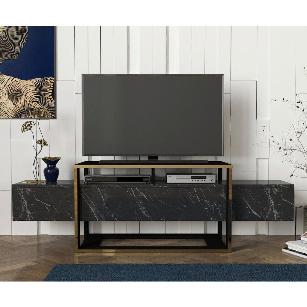 TV-Lowboard Bianco Marmoroptik B/H/T: ca. 160x49,8x46,1 cm 4