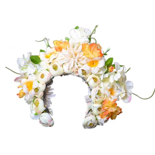 Boho-Rosenkranz für den Sommer, Strandblumen, Girlanden, Blumen-Haarband, Hochzeitskränze, Haarband für Damen, Mädchen, Damen-Haarschmuck