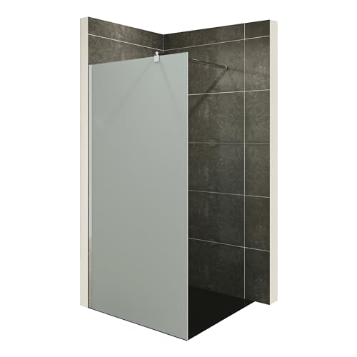 Duschabtrennung Duschwand Walk In Dusche 10mm STARK aus SATINIERTEM ESG Sicherheitsglas mit Edelstahl Wandprofilen #740 (80 x 200cm, Satiniertes Glas)