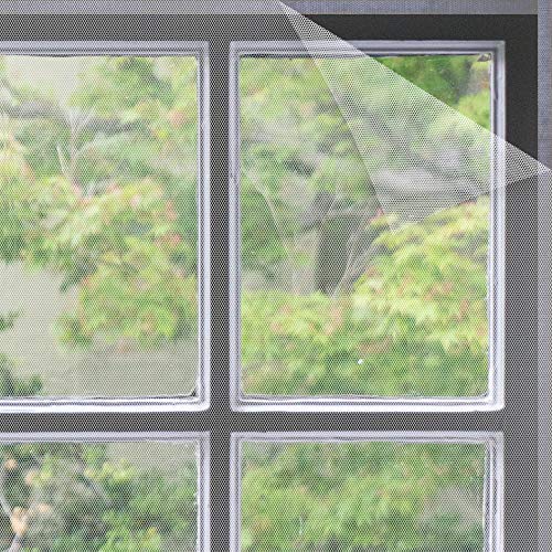 Flyzzz DIY selbstklebende Fenster-Netzgewebe Vorhang, Größe: 100X150cm (Ansatz 39,37 x 59,05 Zoll), mit Haken und Klebeband, an mehrere Fenster (Weiß, 1 Packung)