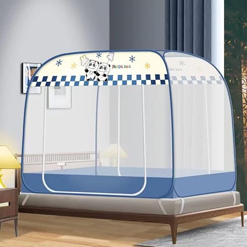 Pop-Up-Moskitonetz-Betthimmel Faltbarer Doppeltür-Moskito-Campingvorhang mit Unterseite Einfach zu installieren für Schlafzimmer im Freien Campingreisen (A,150 * 200 * 165)