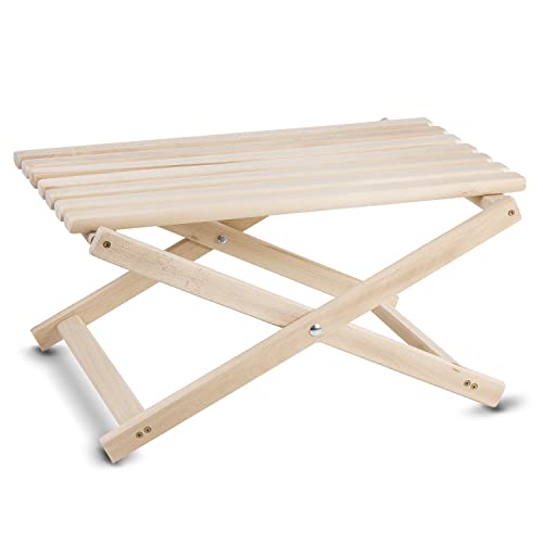 Woodok Couchtisch Beistelltisch für Liegestühle aus hochwertigem Buchenholz für Strand, Garten, Balkon und Terrasse Campingtisch Klappbar