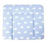 roba Wickelauflage Kleine Wolke - 85 x 75 cm - Baby Wickeltischauflage PU beschichtet - Wickelunterlage für Mädchen / Jungen - Hellblau / Weiß