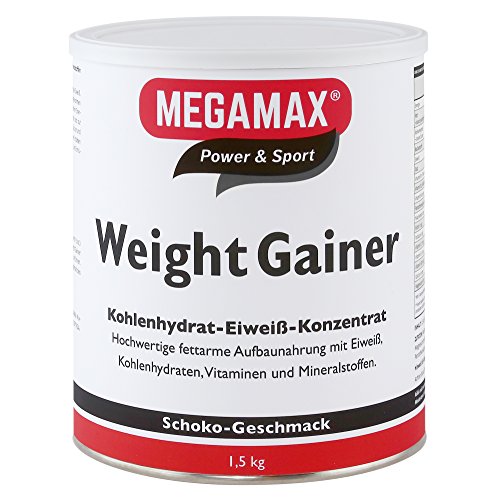 Megamax Weight Gainer Schoko 1,5 kg 0,5% Fett | Vitamine, hochwertige Kohlenhydrate & Proteine ideal für HardGainer u. Untergewicht | Aufbaunahrung für Massephase, Masseaufbau & Zunehmen