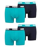 PUMA 4 er Pack Boxer Boxershorts Men Herren Unterhose Pant Unterwäsche, Farbe:796 - Aqua/Blue, Bekleidungsgröße:M