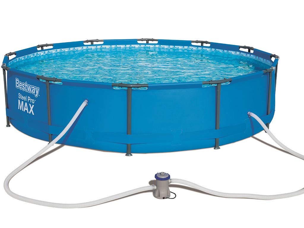 Bestway Steel Pro Max Pool Set 366x76 cm, Frame Pool rund im Set, inklusive Filterpumpe und Getränkehaltern