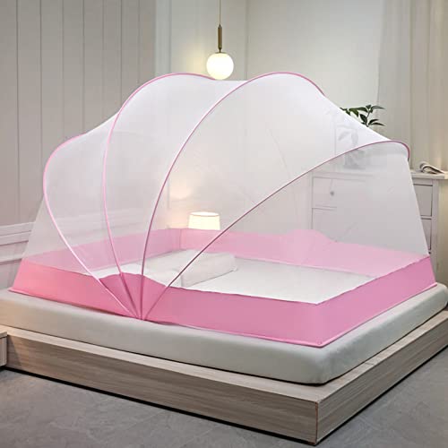 Pop-Up-Moskitonetz-Zelt, tragbares, faltbares Moskitonetz für Einzel-/Doppelbett, neu verbessertes Moskitonetz für Schlafzimmer und Outdoor-Camping, waschen, Pink, 120