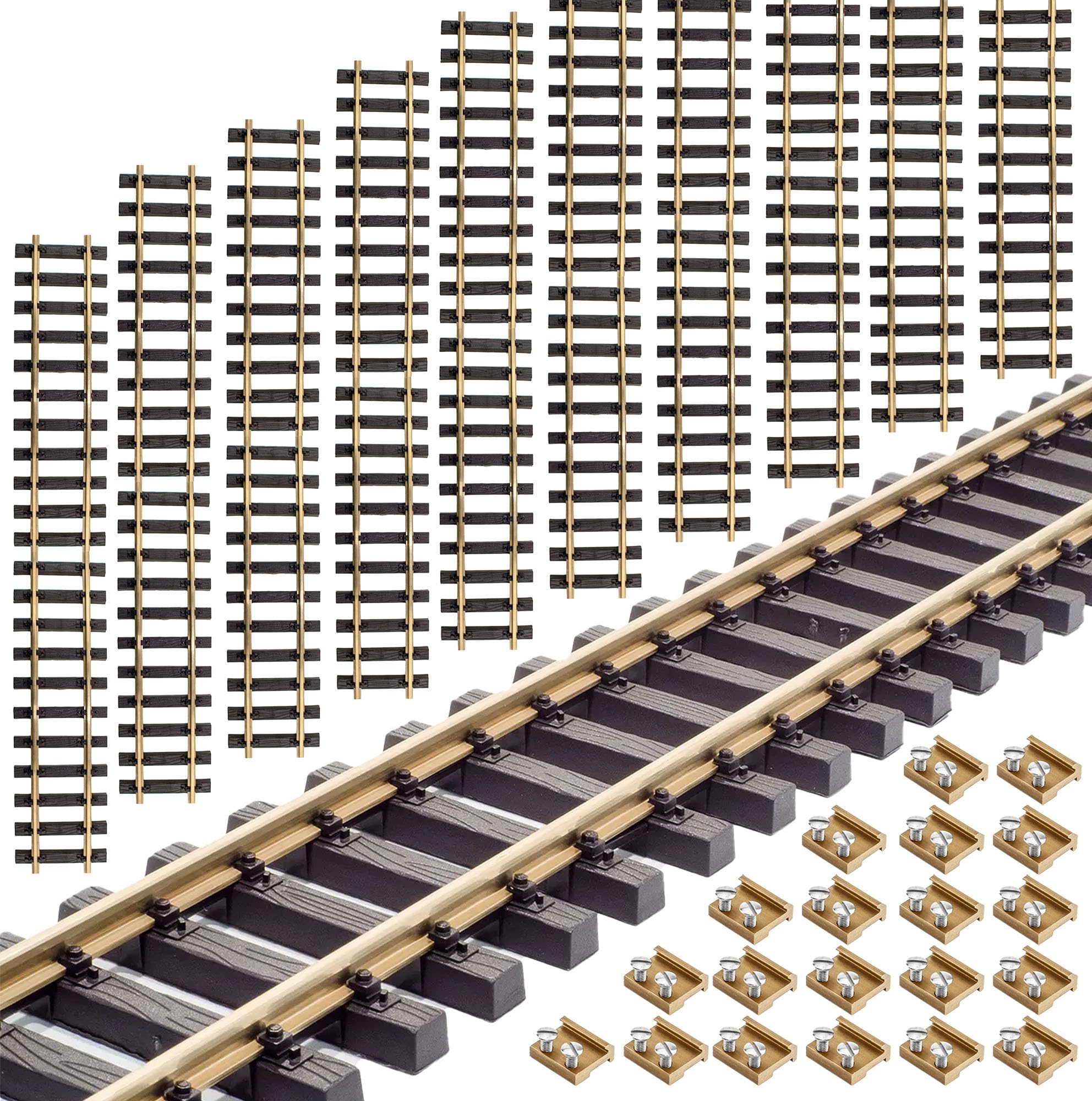 ML-Train Gleis gerade 60 cm mit Messing-Schraub-Verbinder - 10 Stück - mit Allen Spur G Gleissystemen kombinierbar