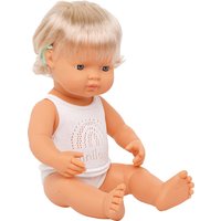 Miniland europäisches Mädchen 38cm mit Hörapparat, in Geschenkschachtel, 31115, Weiß