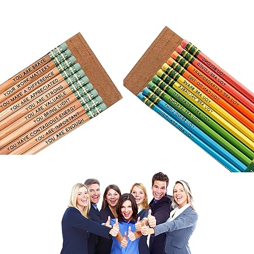 Donubiiu Affirmationsstift-Set, Affirmation Pencil Set, 10Pcs Motivational Pencils, Motivational Pencils, Personalized Inspirational Compliment Wood Pencils for School Office (2Pcs)