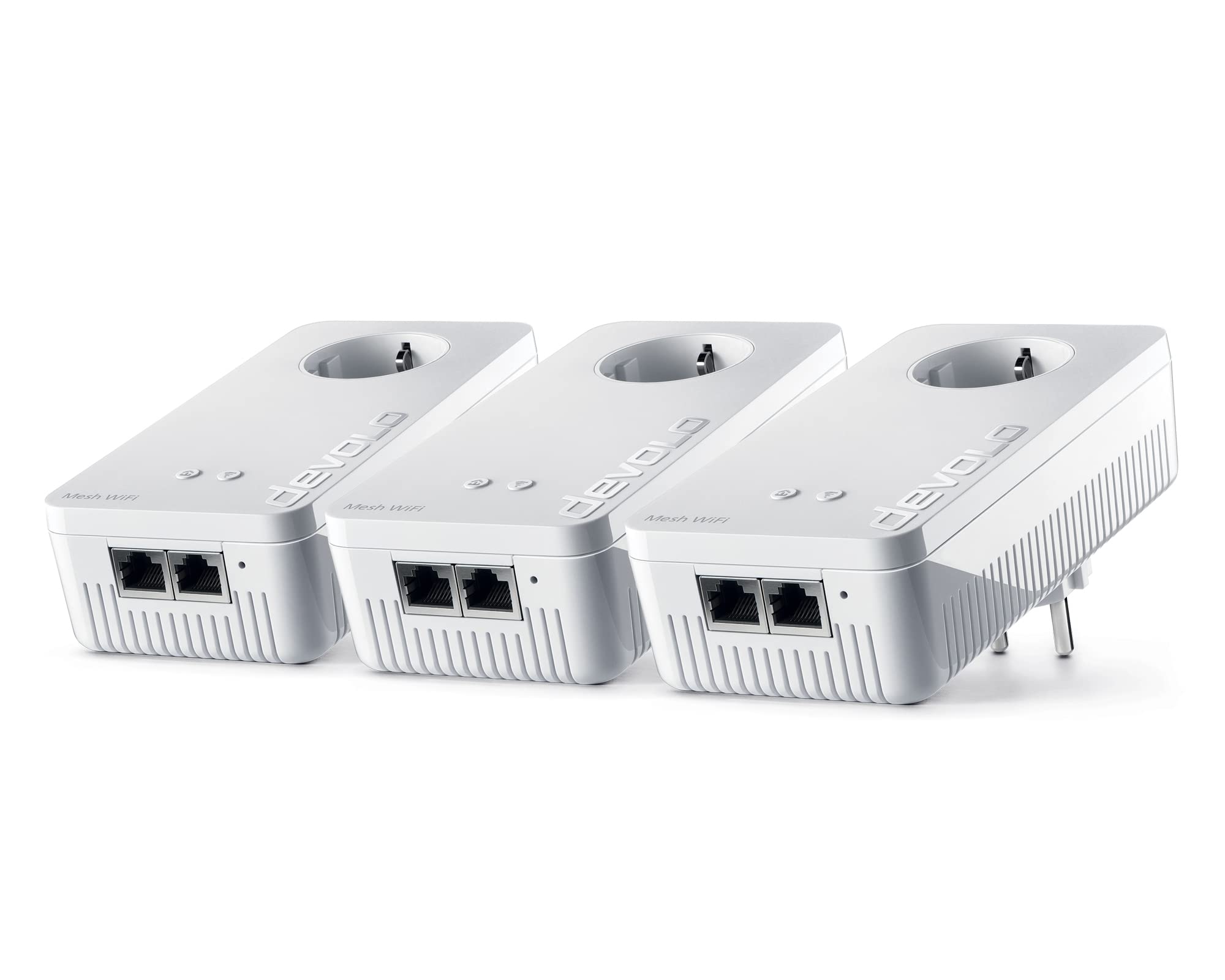 devolo Mesh WiFi Adapter, Mesh WLAN 2 Multiroom Kit - bis zu 1.200 Mbit/s, WLAN Mesh Netzwerk, 6x Gigabit LAN Anschluss, WLAN Steckdose, dLAN 2.0, weiß