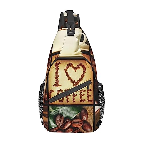 Kaffee-Collage-Druck, leicht, faltbar, Umhängetasche, wasserabweisend, Schulterrucksack für den täglichen Gebrauch, Schwarz , Einheitsgröße