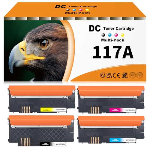 D&C 117A Toner Set Kompatibel für HP 117A Toner Ersatz für HP Color Laser 150a 150nw 179fwg 178nwg 179fnw 178nw W2070A W2071A W2072A W2073A mit Chip (Schwarz Cyan Gelb Magenta 4er-Pack)