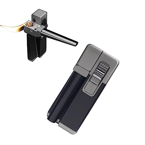 Klappbares Rauchrohrfeuerzeug aus Metall, Butan-Schrägfeuerzeug, verstellbares Feuerzeug mit offener Flamme, multifunktionales faltbares Rauchrohrfeuerzeug (Farbe : Q1)