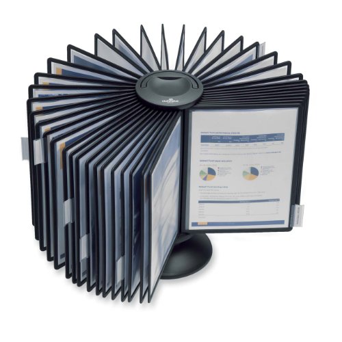 DURABLE Karussell Desktop Reference System, 40 doppelseitige Paneele, Briefgröße, schwarz, SHERPA Design (555701)