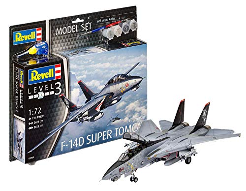 Revell Modellbausatz Flugzeug 1:72 - F-14D Super Tomcat im Maßstab 1:72, Level 3, originalgetreue Nachbildung mit vielen Details, , Model Set mit Basiszubehör, 63960
