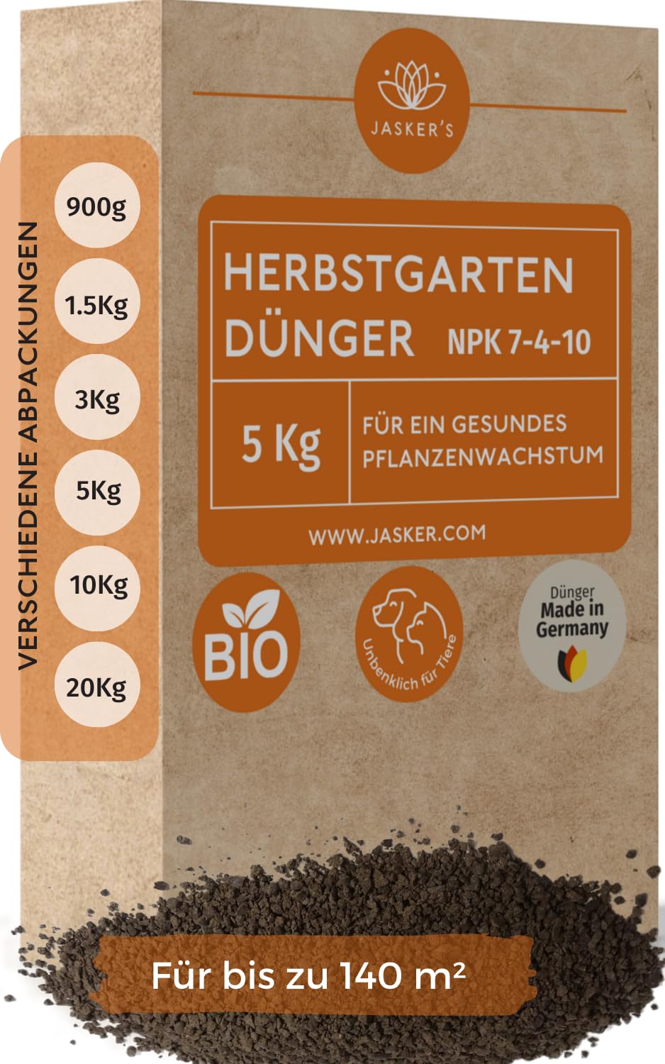 Herbst Pflanzendünger Langzeit-Dünger 5 Kg - 100% Bio Universaldünger & Tierfreundlich - Garten NPK Dünger viel Kalium & Eisen - Blumendünger für Rosen, Hortensien, Rhododendron & Stauden