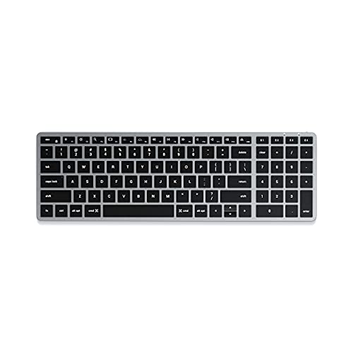 SATECHI Slim X2 Bluetooth Tastatur - Hintergrundbeleuchtung & Ziffernblock – Multi-Device Sync – Für M2/ M1 MacBook Pro/Air, M2/ M1 iPad Pro/Air, M2 Mac Mini, iMac M1 (Space Grau)