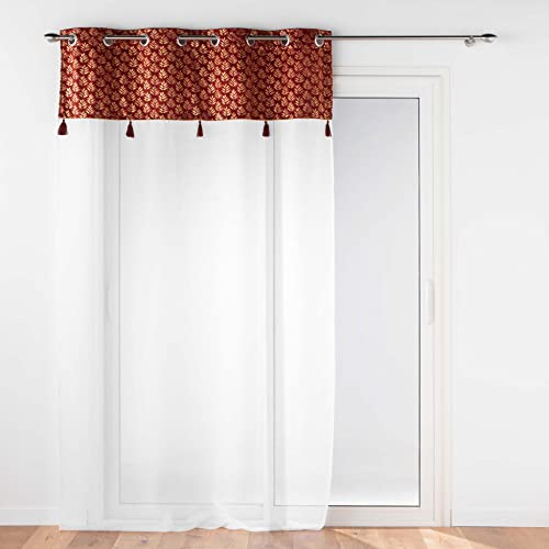 douceur d'intérieur, Evie Vorhang mit Ösen, 140 x 280 cm, Bordeaux, sandgestrahlt, mit Top Velours und Pompon,