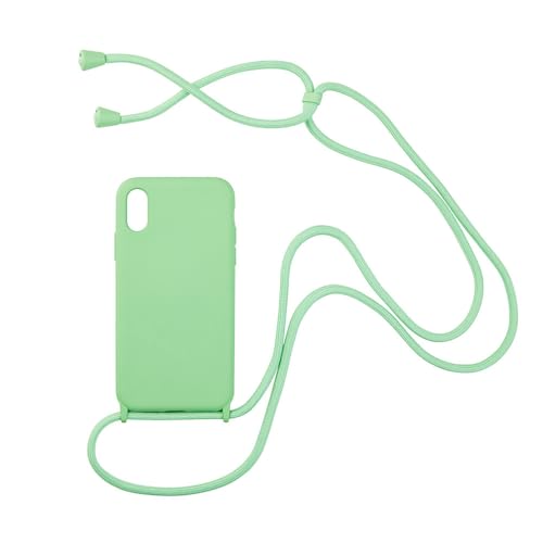 HANASE Umhängetasche, Halskette, Trageband, Silikon-Handyhülle für iPhone 15, 14, 13, 12 Pro Max, 11 Pro Max, XR, XS Max, Schulter-Rückenhülle, grün, für iPhone XS Max