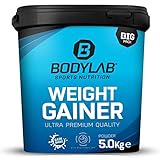 Bodylab24 Weight Gainer Erdbeere, ideales Verhältnis aus Kohlenhydraten und Eiweiß, über 1000kcal je Portion, 5 kg