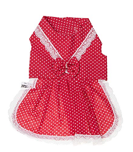 MICHI MICHI-SCAB01-L Abito POIS PUPI Dots Dress Red L Hundekleid