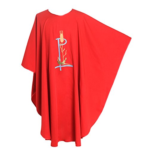 BLESSUME Priester Chasuble katholische Kirche Vogel Weizen gestickte Gewänder Robe Rot (Style#3)