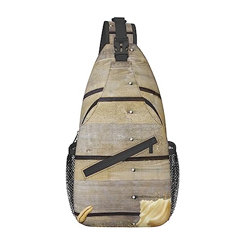 Ocean Beach Sand Print Sling Rucksack, leichte faltbare Crossbody-Tasche | wasserabweisender Schulterrucksack für den täglichen Gebrauch, Schwarz , Einheitsgröße