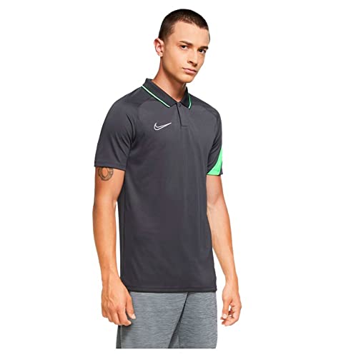 Nike Herren Academy Pro Polo Poloshirt, Anthracite/Green Strike/(White), S