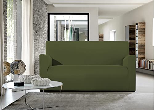 BIANCHERIAWEB Magico 2 Sofa-Sitzbezüge, elastisch, einfarbig, grün, passend für Kissen von 50 bis 60 cm mit Sitztiefe 65 cm, Kissenbezüge gegen Flecken und Fell