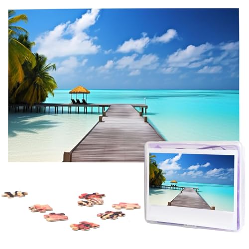 Malediven Feiertage Puzzles 1000 Teile personalisierte Puzzles Fotos Puzzle für Familie Bild Puzzle für Erwachsene Hochzeit Geburtstag (74,9 x 50 cm)